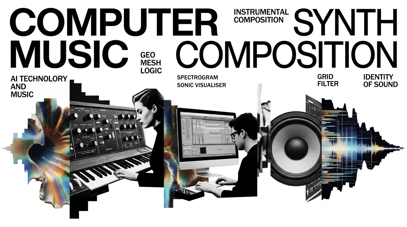 Computer music, synth, composition, spectrogram and sound identity