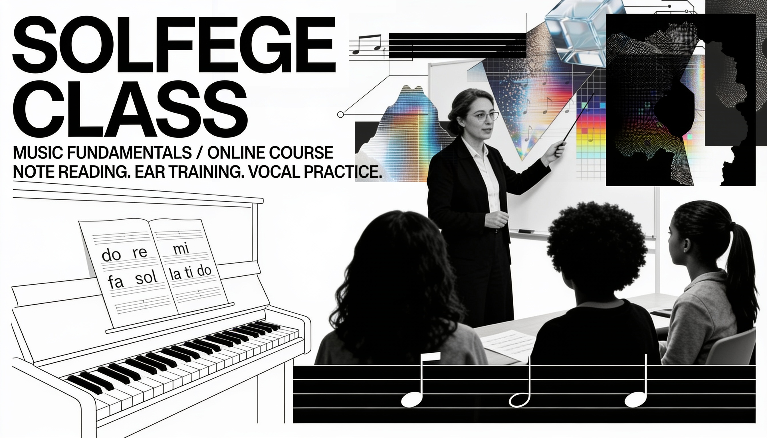 Solfège, reading, listening, singing and music theory